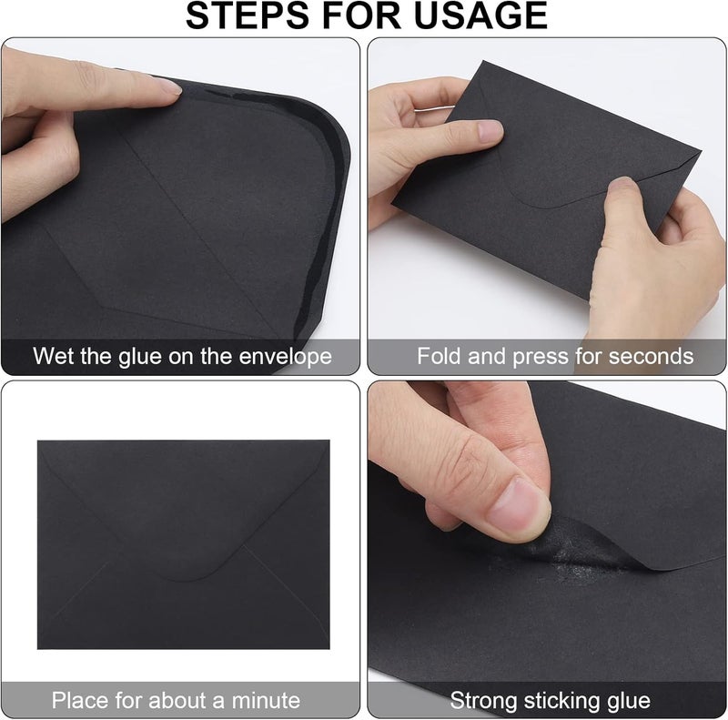 Keketer 100 Pack Black 4x6 Envelopes, Contour Flap A4 Envelopes for Engagement Invites, Weddings Invitation, announcements, Baby shower, Perfect for RSVP Card 120gsm, 4.5 x 6.4 Inches - 100% Recycled - Image 3